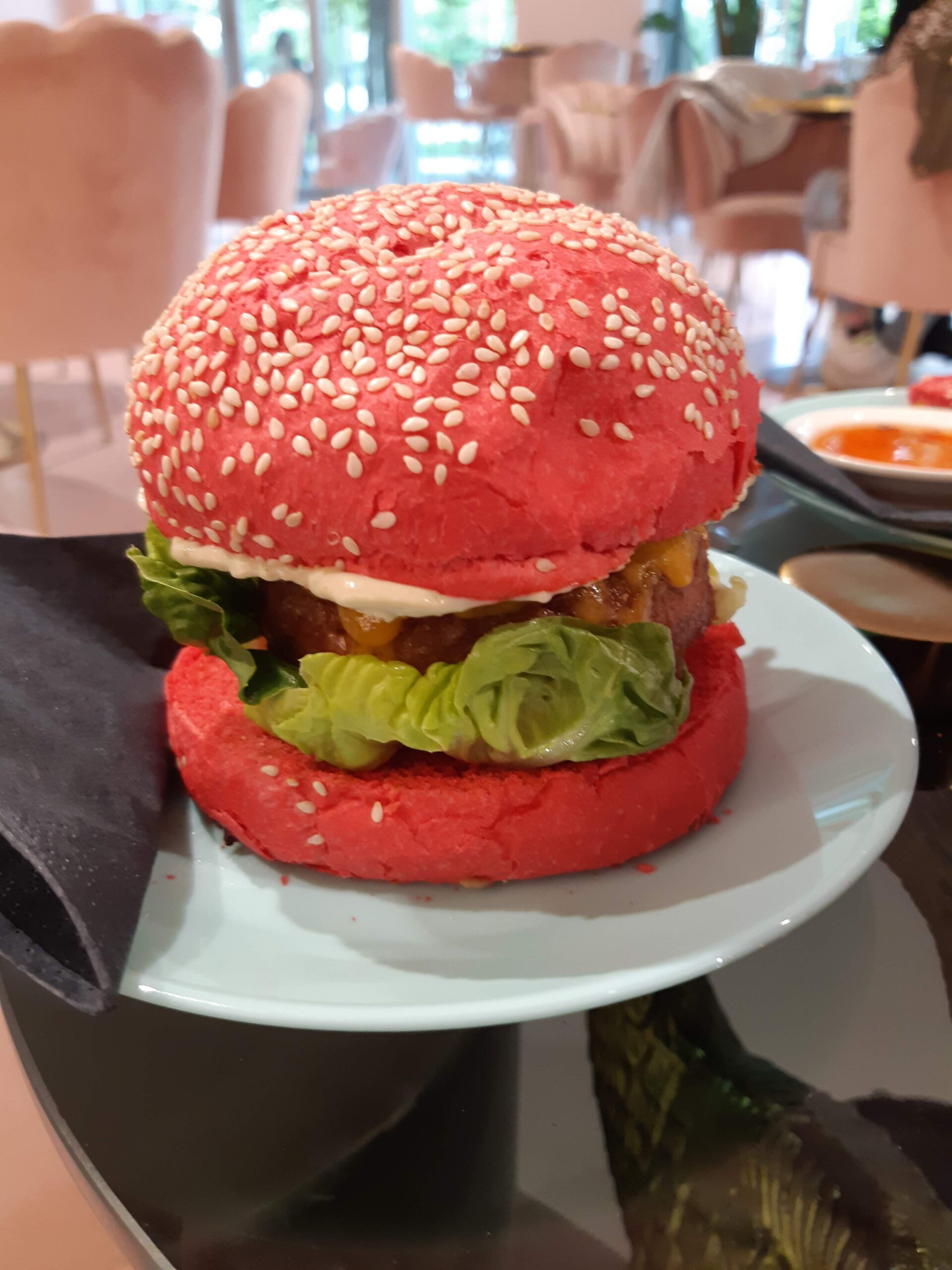Upside Down museum Amsterdam - pink burger